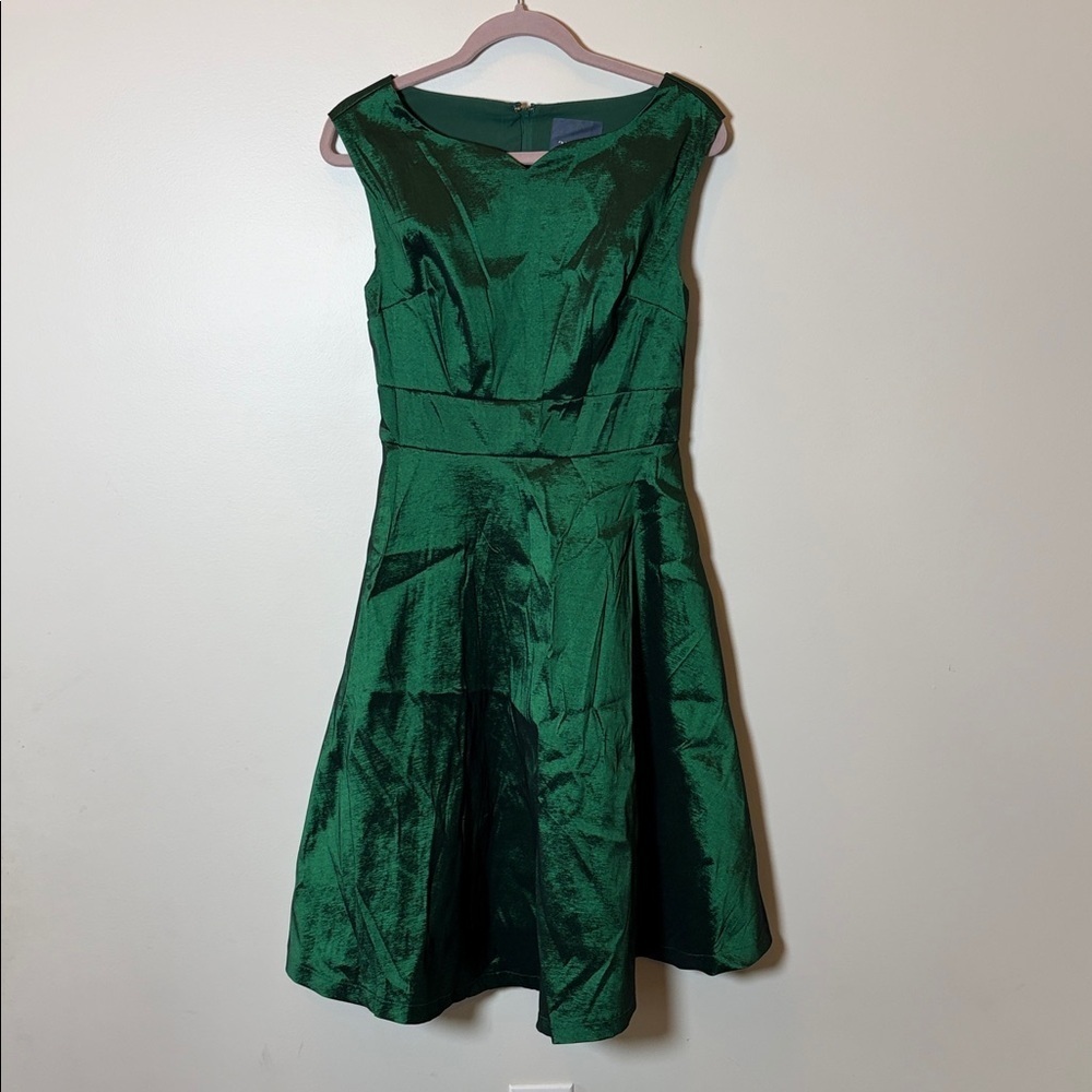 ModCloth Shimmering Emerald Green Sleeveless Fit & Flare Dress - Picture 3 of 9